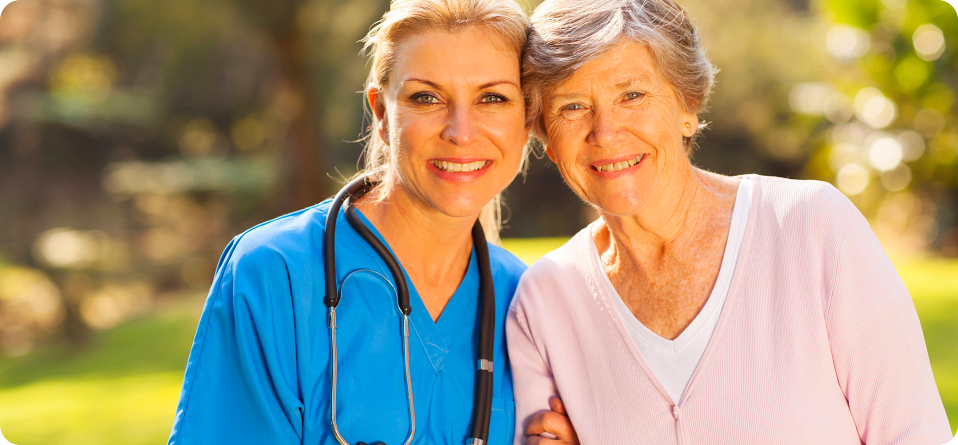 Old woman and a nurse